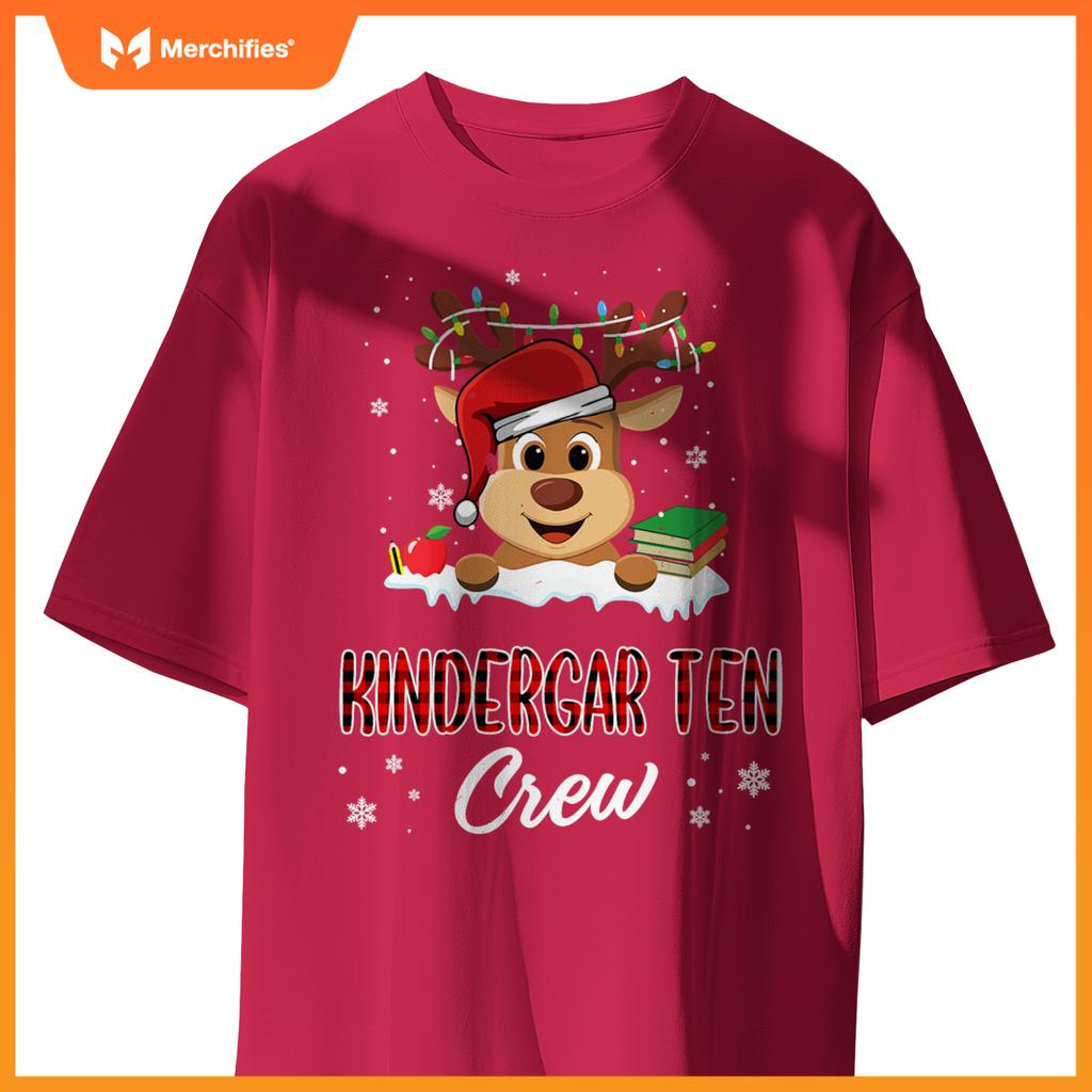 Kindergarten Crew Funny Reindeer Teacher Student Christmas