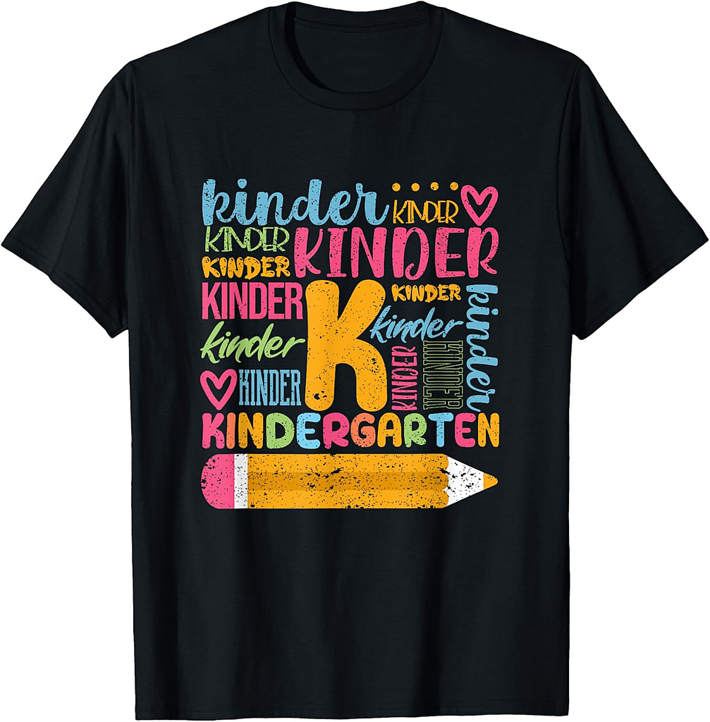 Kindergarten Typography Team Kinder Teacher Back To School T-Shirt