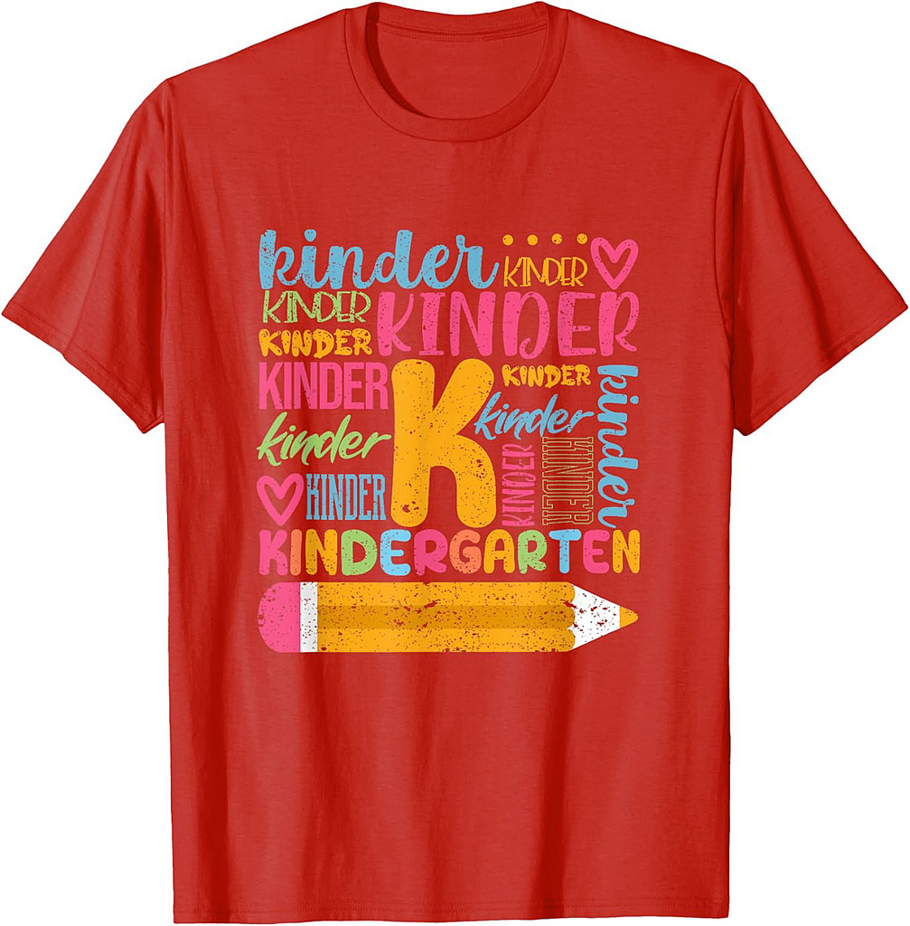 Kindergarten Typography Team Kinder Teacher Back To School T-Shirt
