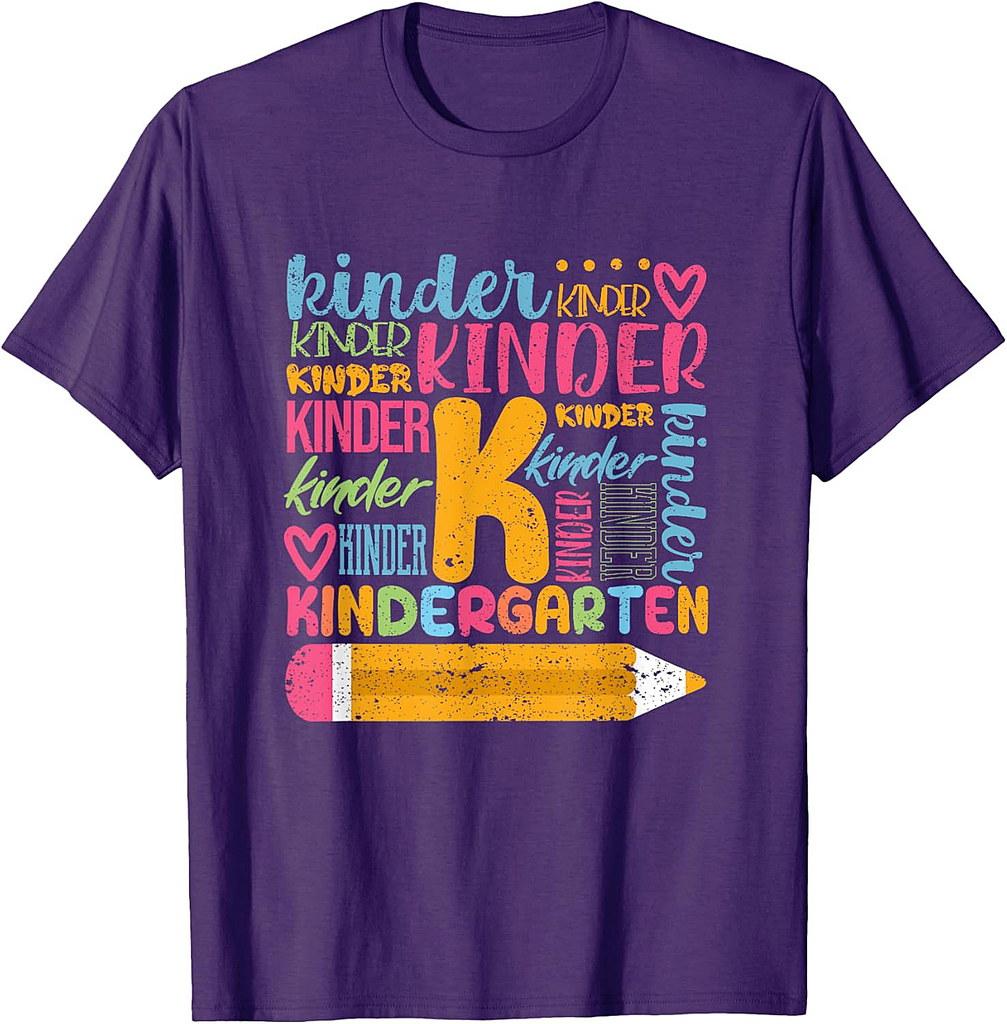 Kindergarten Typography Team Kinder Teacher Back To School T-Shirt
