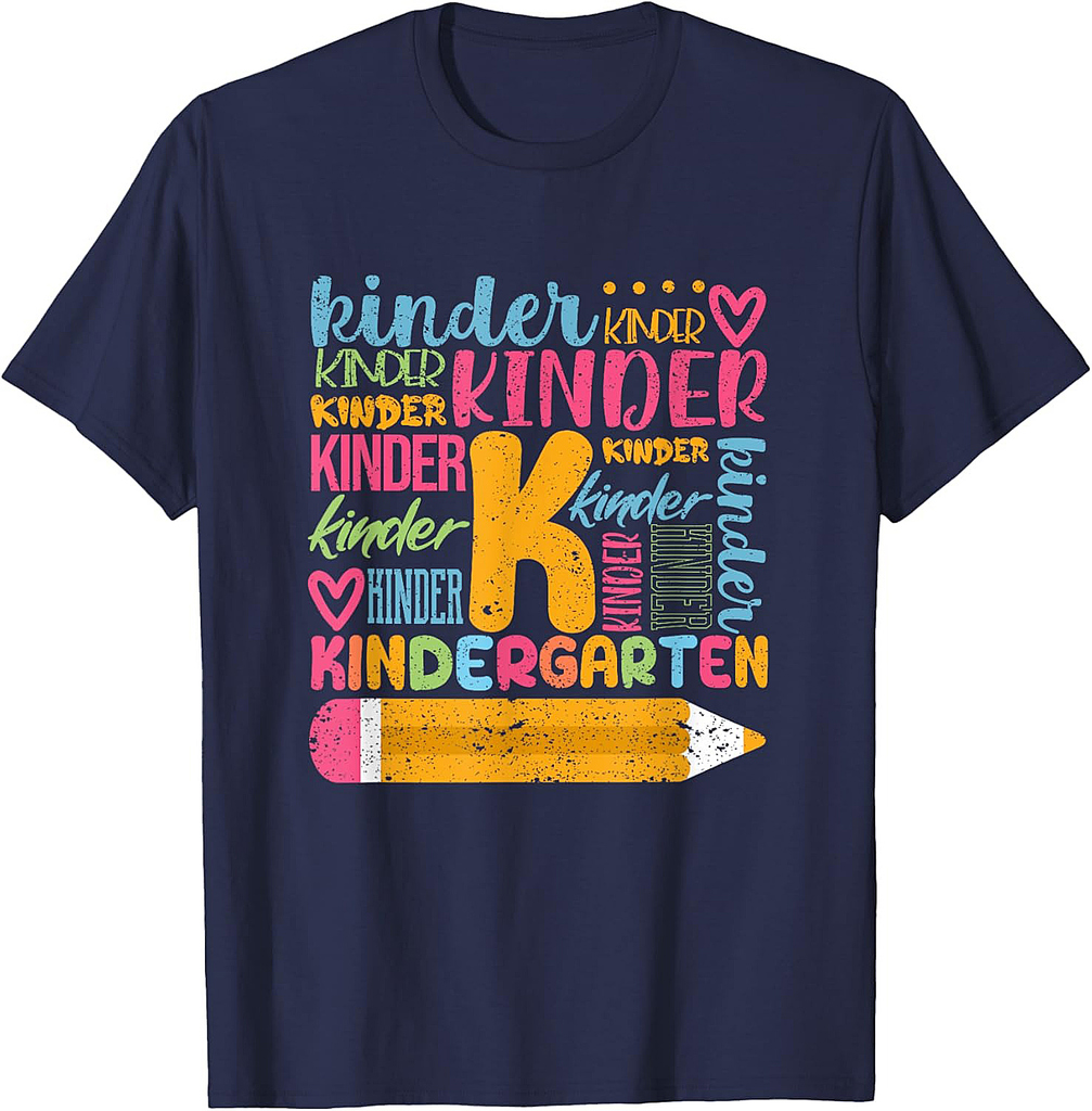 Kindergarten Typography Team Kinder Teacher Back To School T-Shirt
