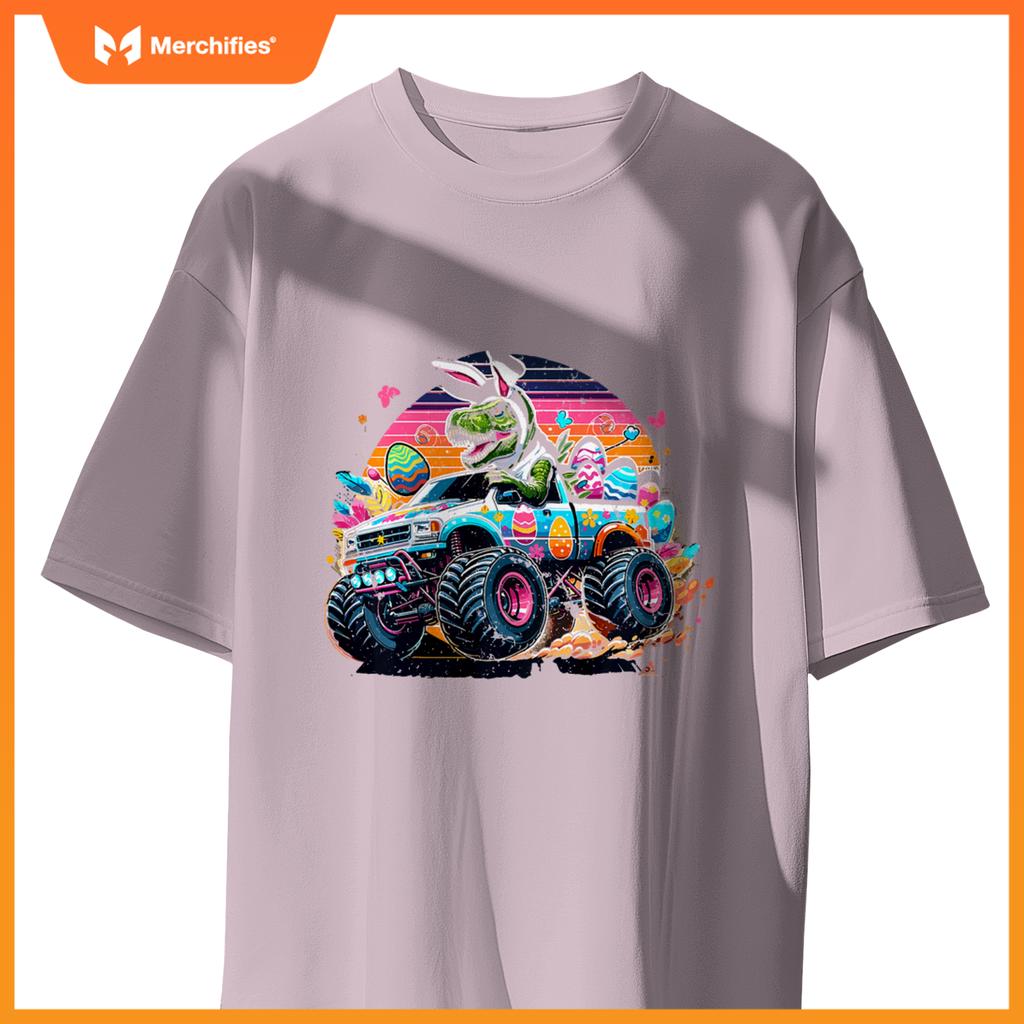 Kids Easter S Boys T Rex Dinosaur Rabbit Truck Toddler Boy T-Shirt