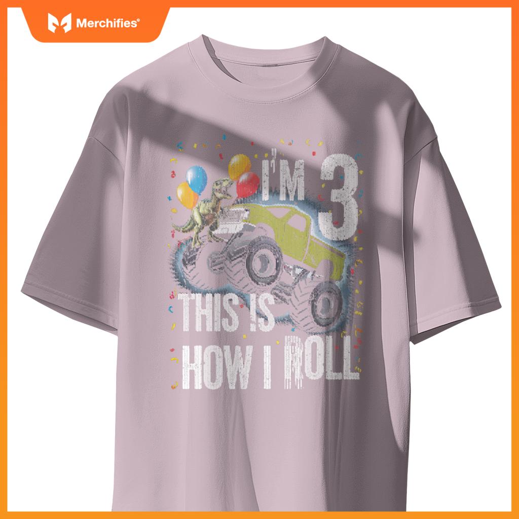 Monster Truck 3 Year Old Toddler 3rd Birthday Party Dinosaur T-Shirt
