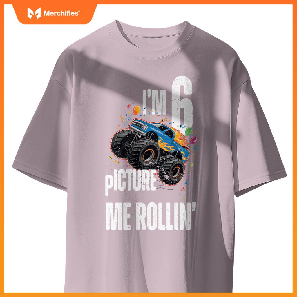 Monster Truck 6 Year Old Toddlers Boy 6th Birthday Party Car T-Shirt