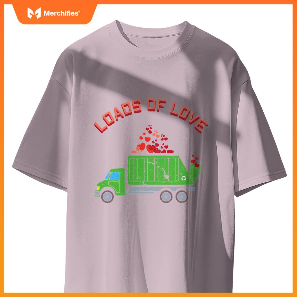 Kids Garbage Truck Hearts Day Happy Valentines T-Shirt