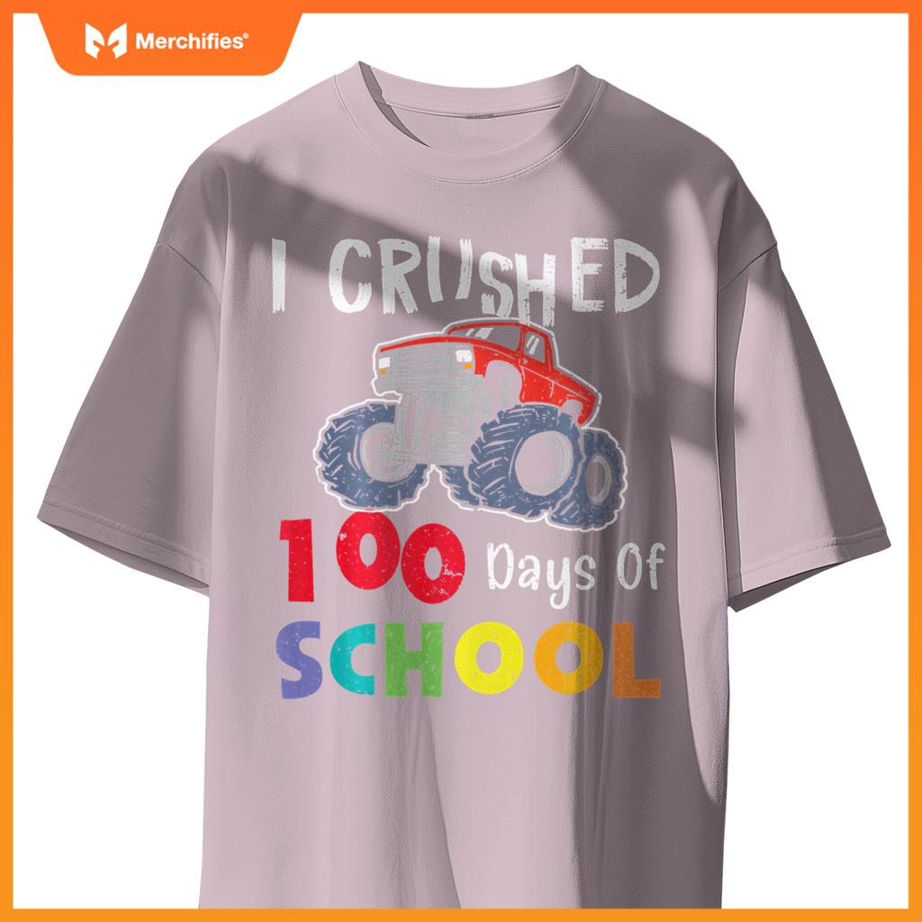 I Crushed 100 Days Of School Monster Truck Kids T-Shirt