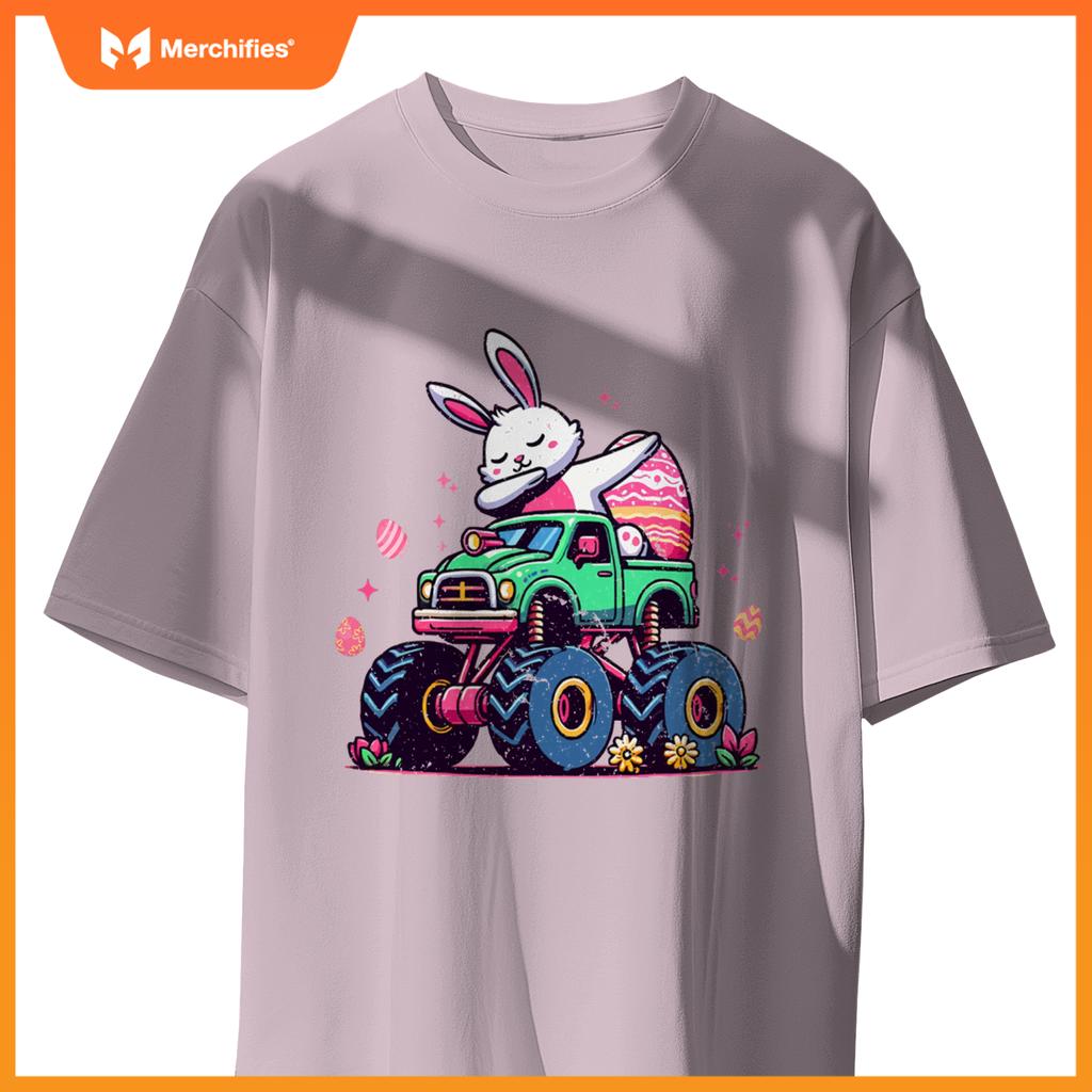 Kids Easter Day Bunny Monster Truck Eggs Cool Rabbit Dabbing T-Shirt
