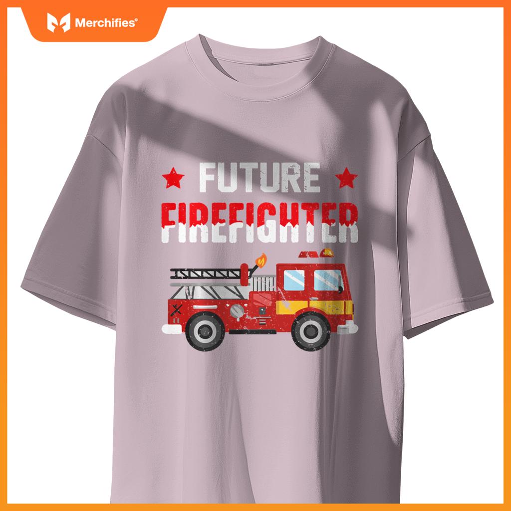 Future Firefighter Fireman Firefighting Boys Kids Fire Truck T-Shirt