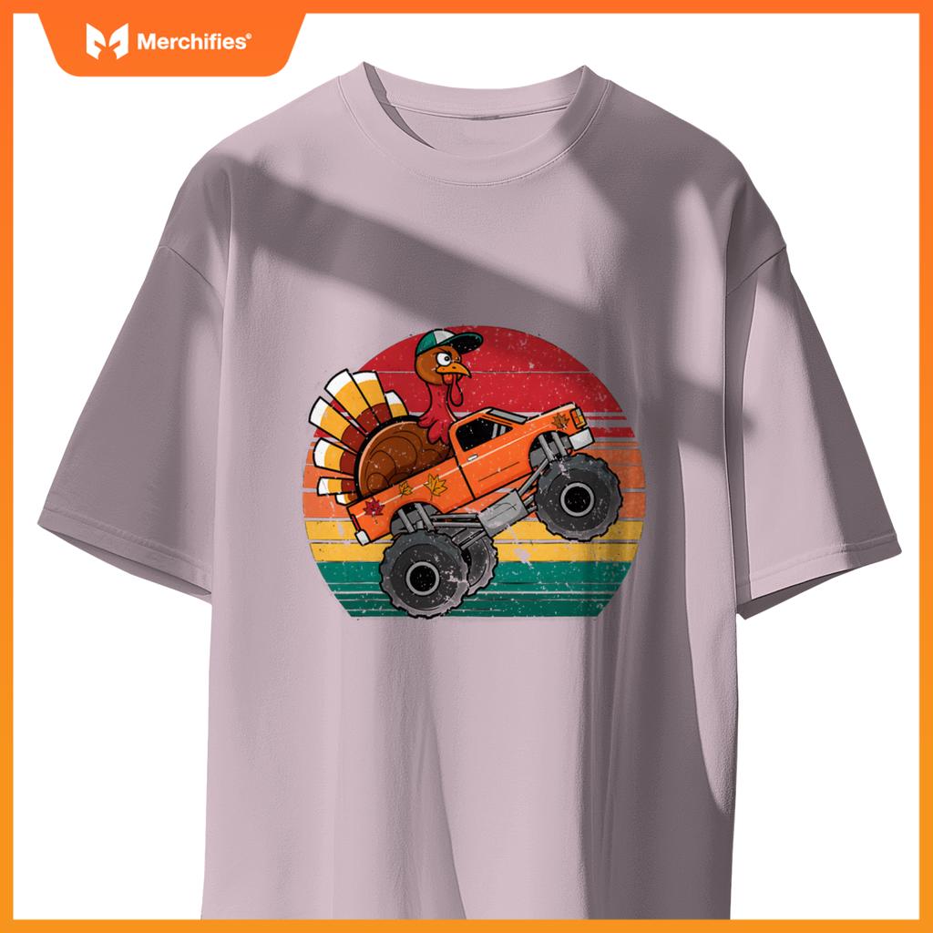 Monster Truck Turkey Sunset Toddler Thanksgiving T-Shirt