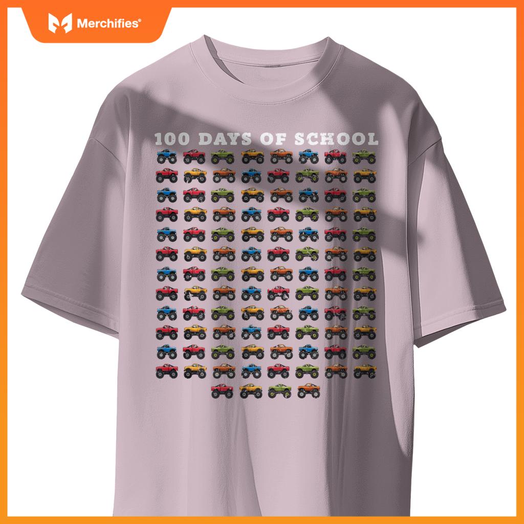 Monster Truck Boys 100 Days of School 100th Day of School T-Shirt