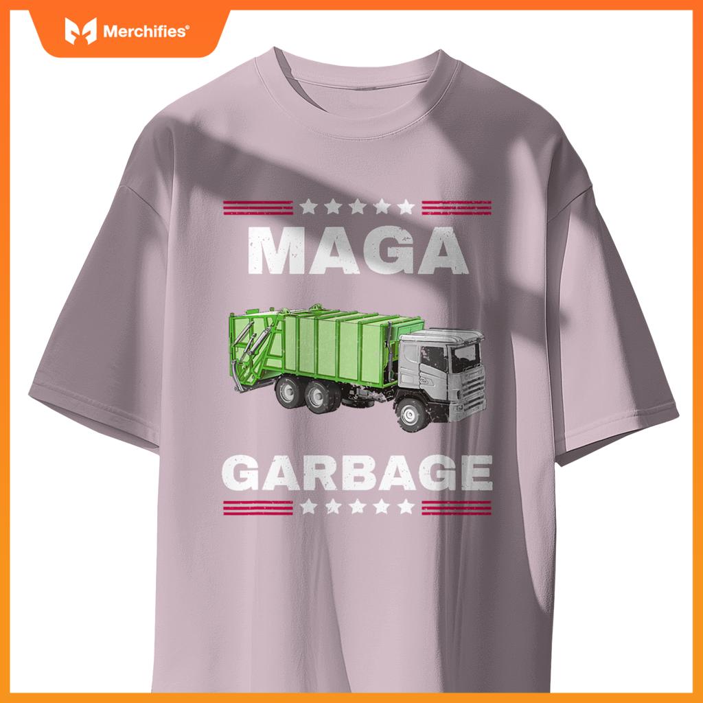 Funny Trump MAGA Garbage Truck American Flag T-Shirt