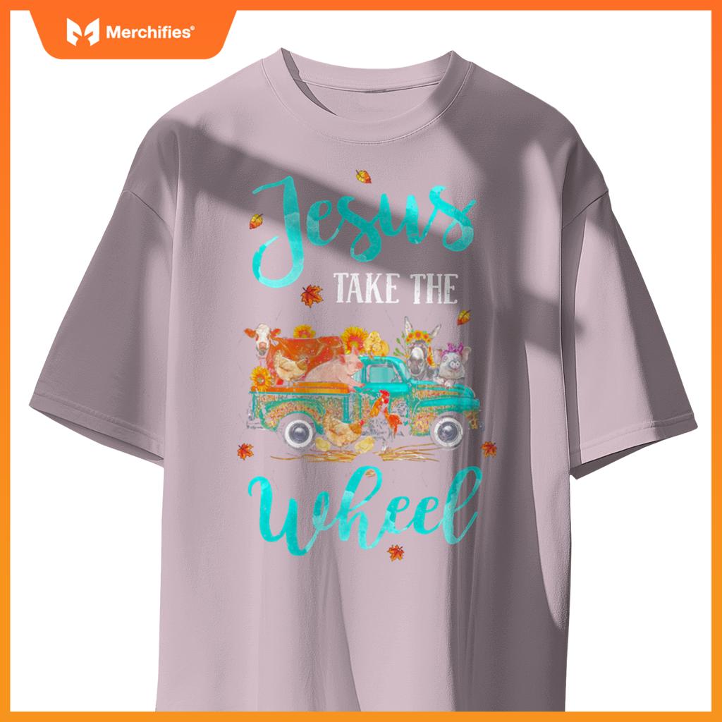 Jesus Take Wheel T Autumn Fall Farm Animal Truck T-Shirt