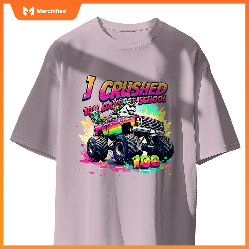 I Crushed 100 Days of School Monster Truck Unicorn Toddler T-Shirt