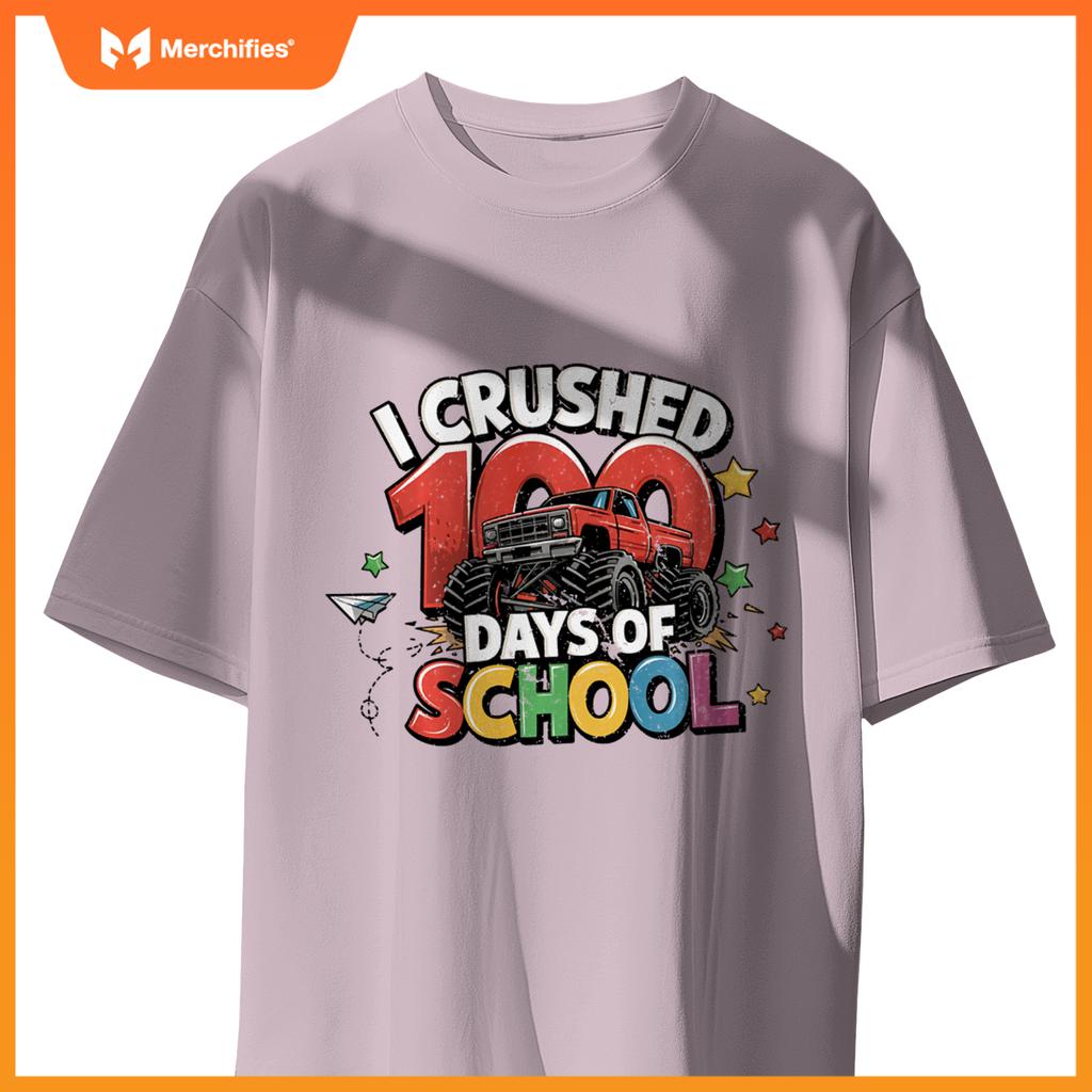I Crushed 100 Days of School - Fun Monster Truck T-Shirt