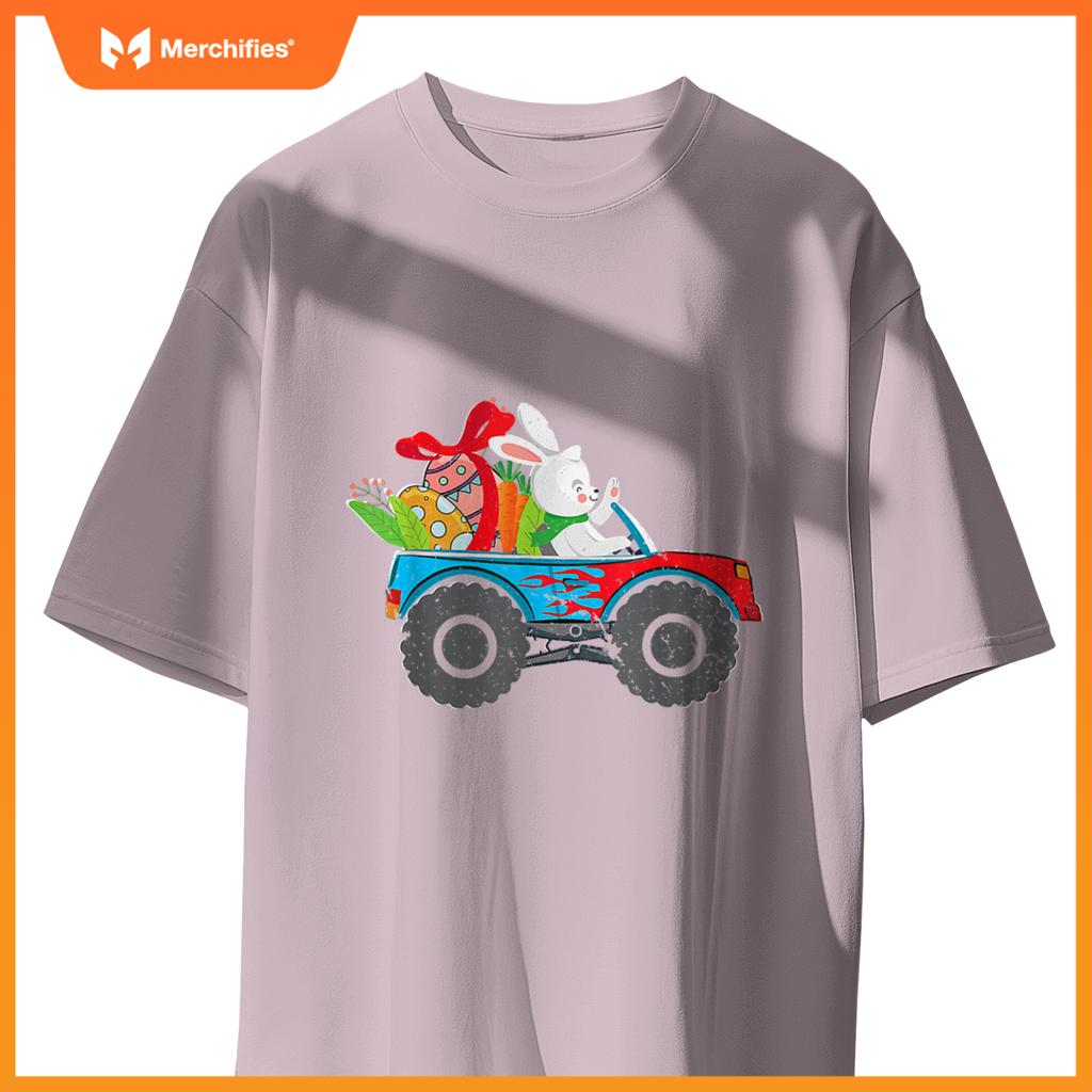 Kids Easter Rabbit Riding Monster Truck  Boys Girls T-Shirt