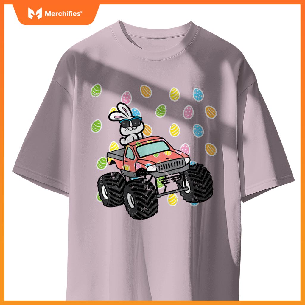 Kids Easter Bunny On Monster Truck Eggs Rabbit Toddler Boys Kids T-Shirt