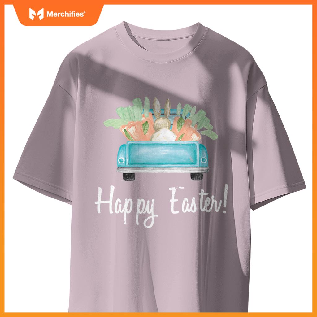 Happy Easter Watercolor Truck Party Teacher Cute T-Shirt