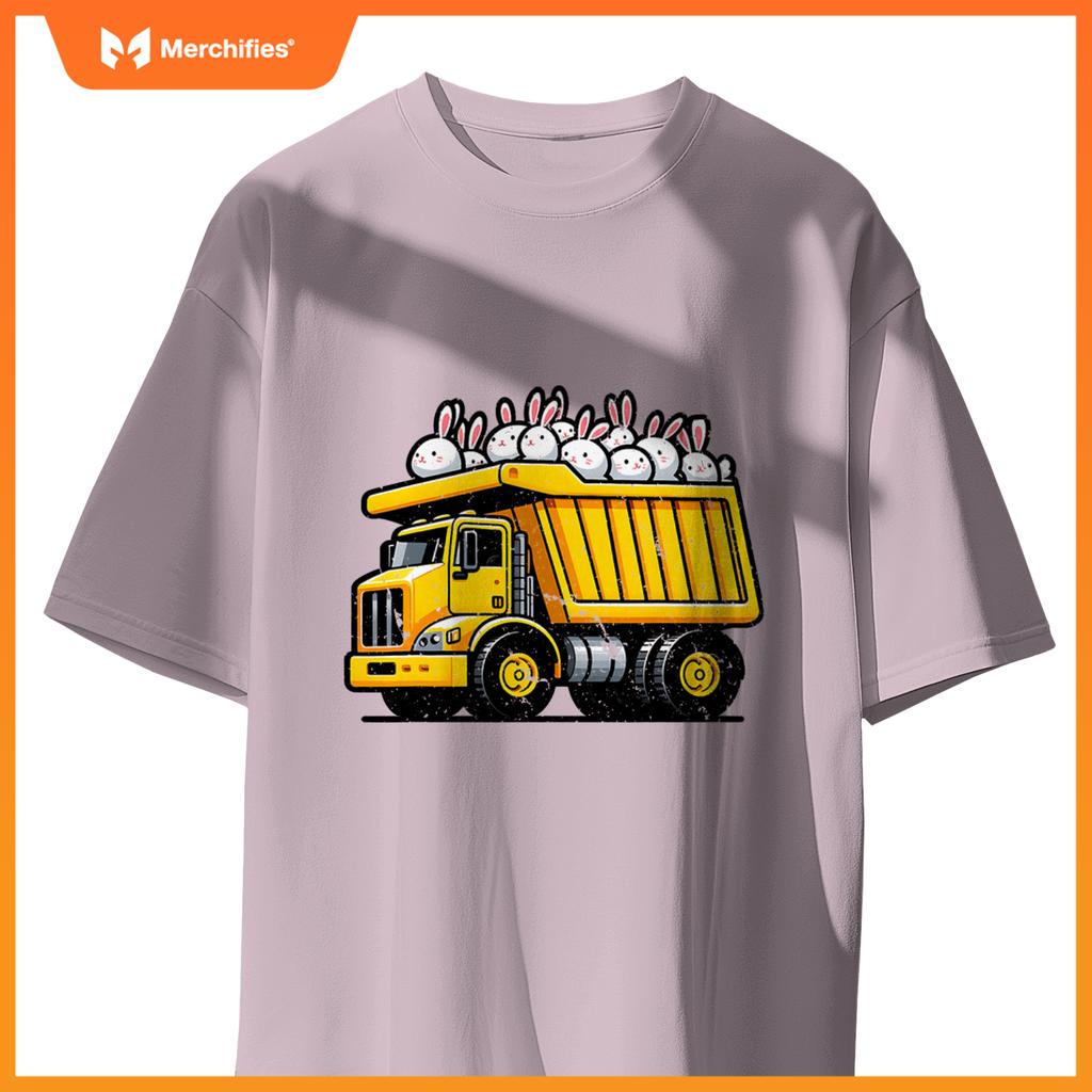 Kids Construction Dump Truck Bunnies Christian Easter Day T-Shirt