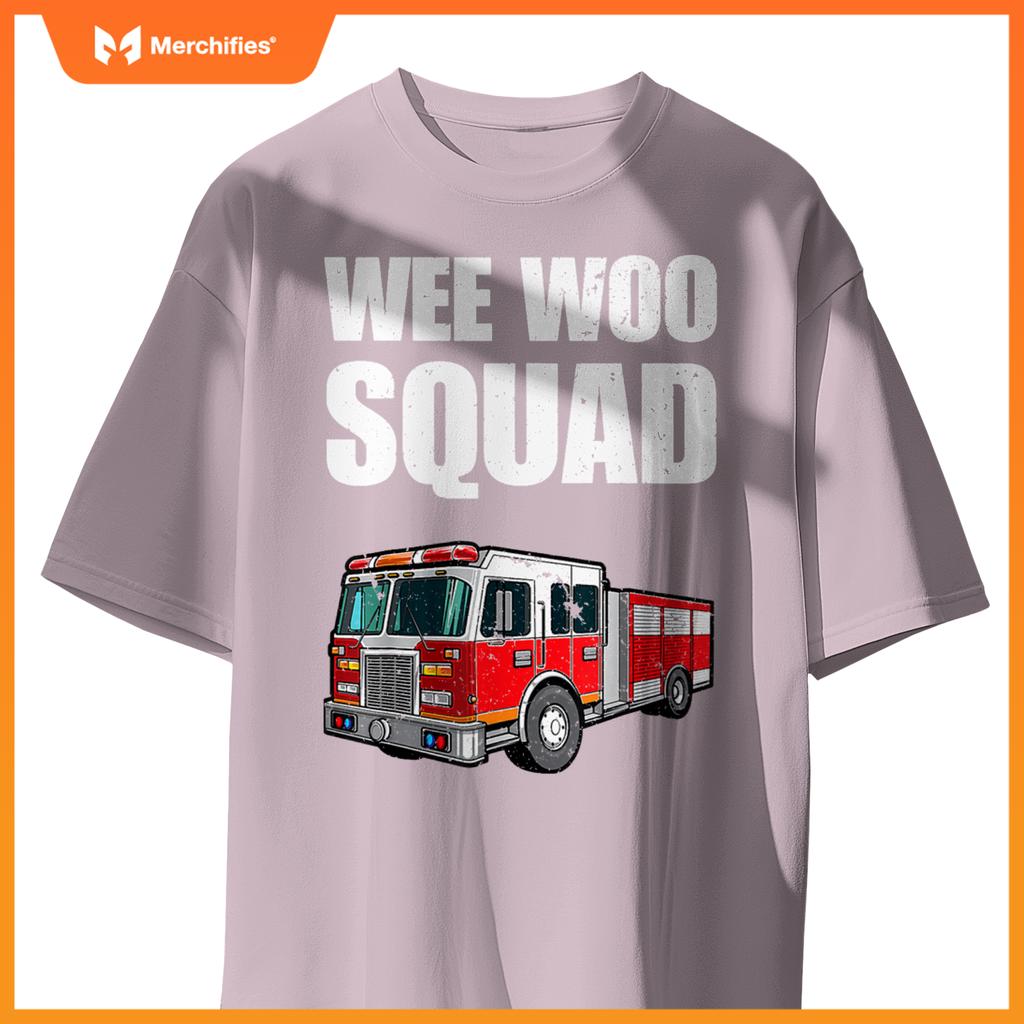 Funny Wee Woo Squad Fire Truck Design for Kids and Adults T-Shirt