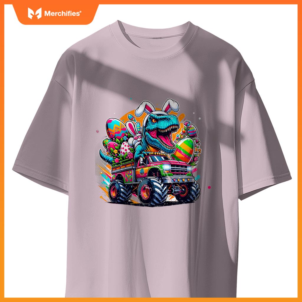 Kids Easter S Boys Toddler Boy Rabbit Bunny T Rex Dino Truck T-Shirt