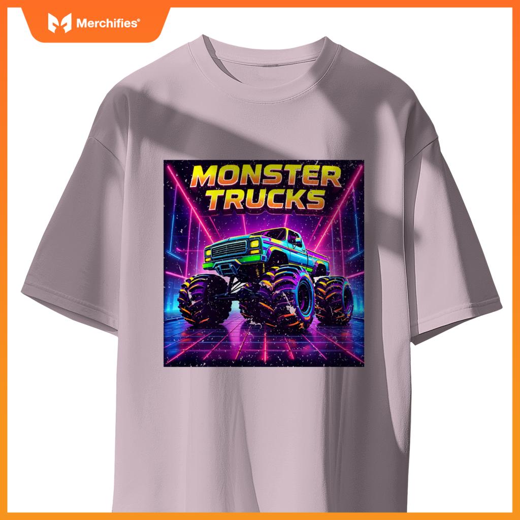 Monster Truck Birthday Party Retro Monster Trucks Boys Girls T-Shirt