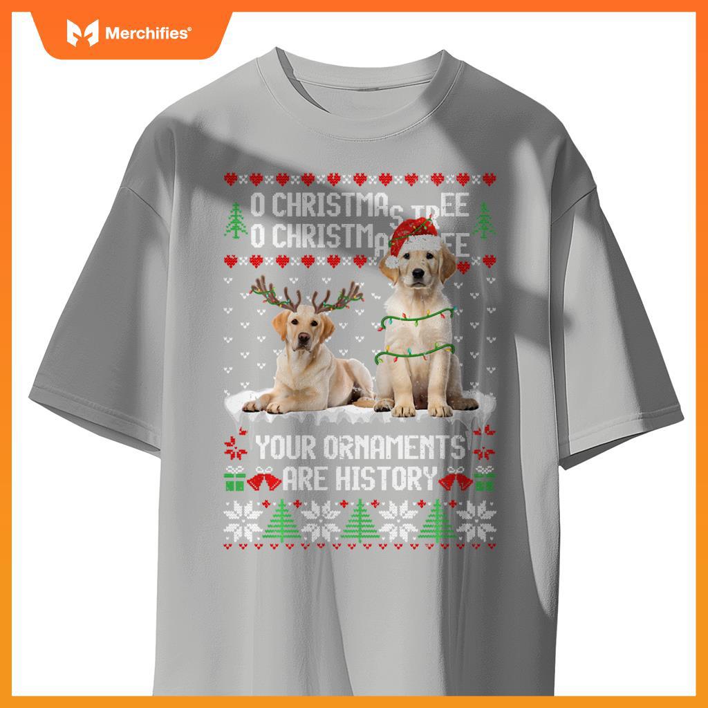 Labrador Dog Christmas Tree Lights Puppy Dog Lover T-Shirt