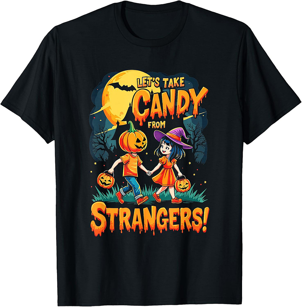 Let's Take Candy From Strangers Halloween Ghost Witch T-Shirt