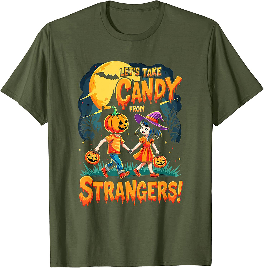 Let's Take Candy From Strangers Halloween Ghost Witch T-Shirt