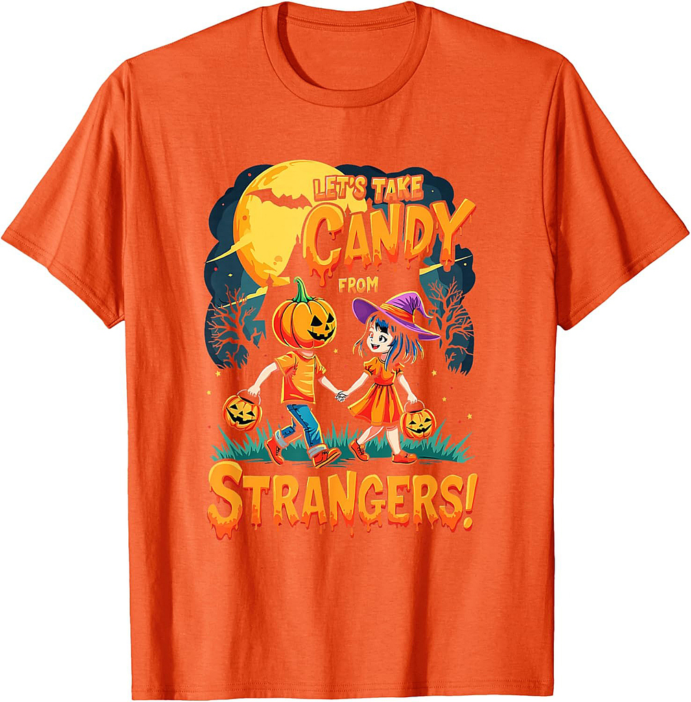 Let's Take Candy From Strangers Halloween Ghost Witch T-Shirt