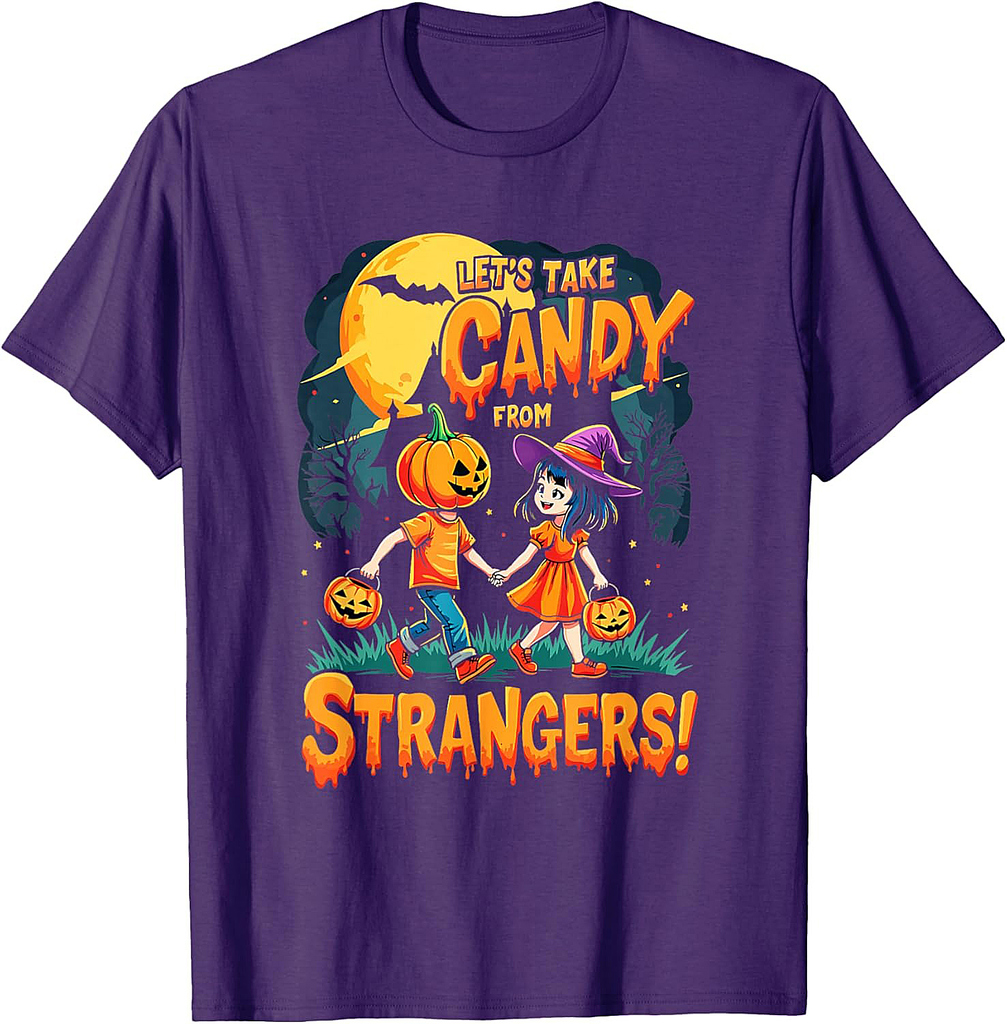 Let's Take Candy From Strangers Halloween Ghost Witch T-Shirt