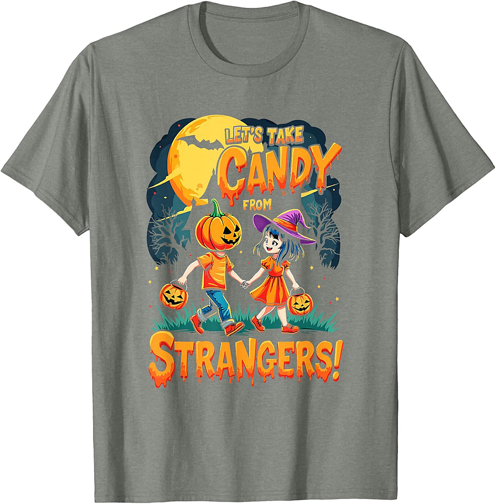 Let's Take Candy From Strangers Halloween Ghost Witch T-Shirt