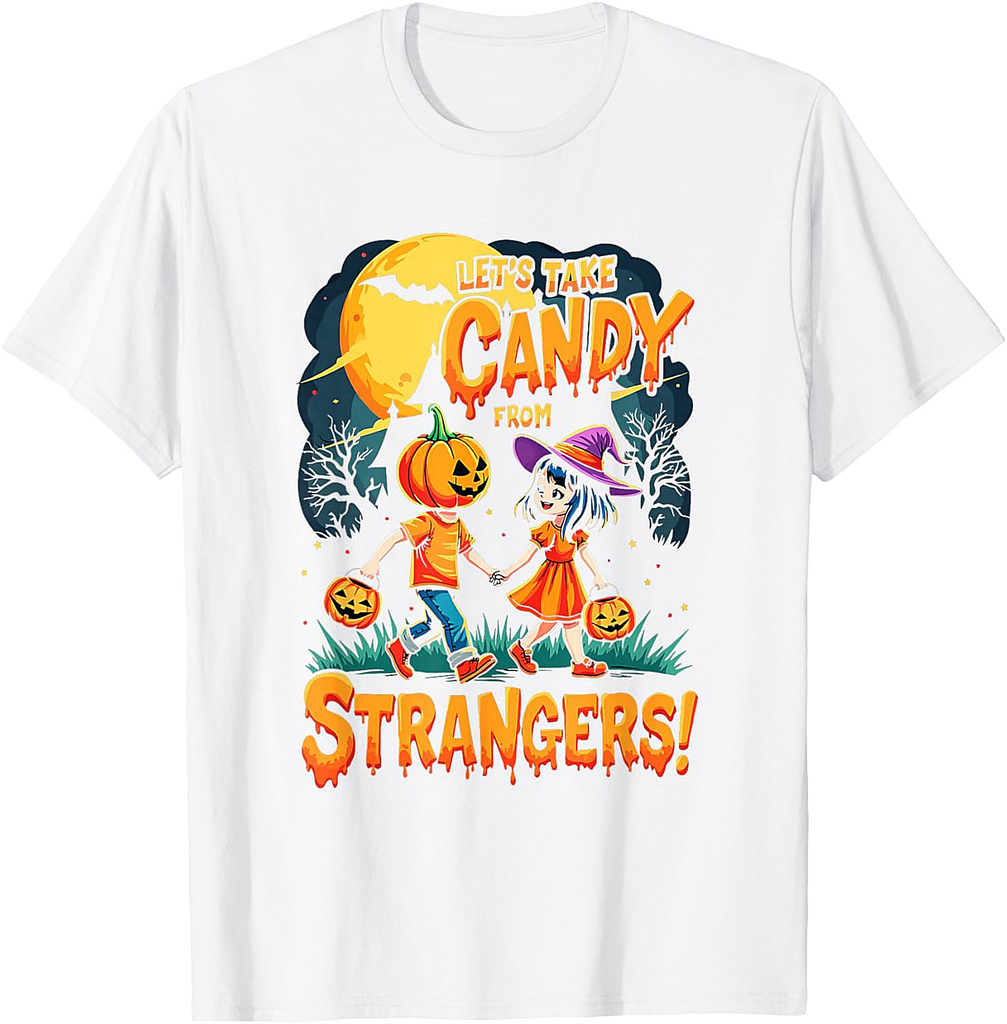 Let's Take Candy From Strangers Halloween Ghost Witch T-Shirt
