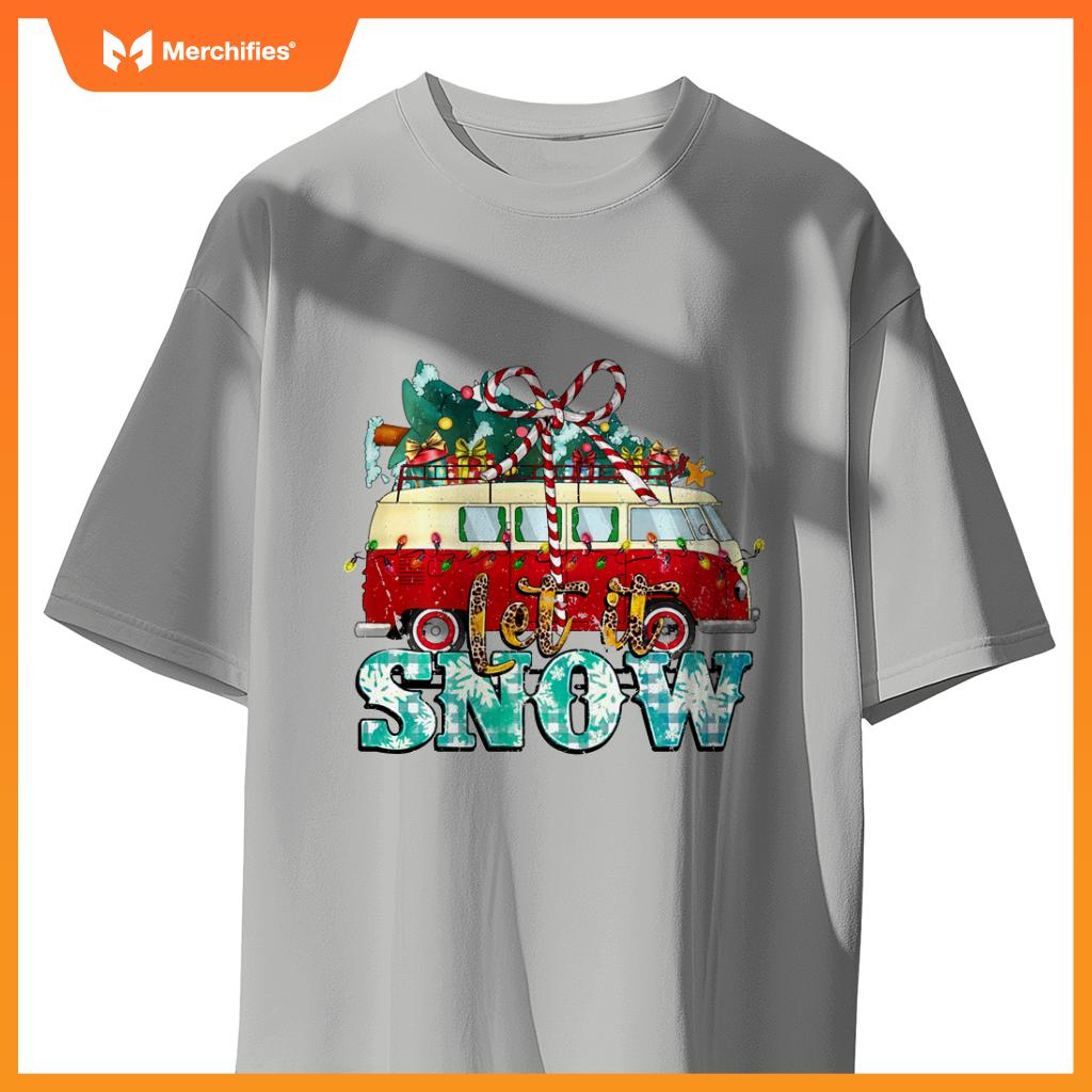 Let It Snow Christmas Car And Pine Tree Xmas PJs Men Women T-Shirt