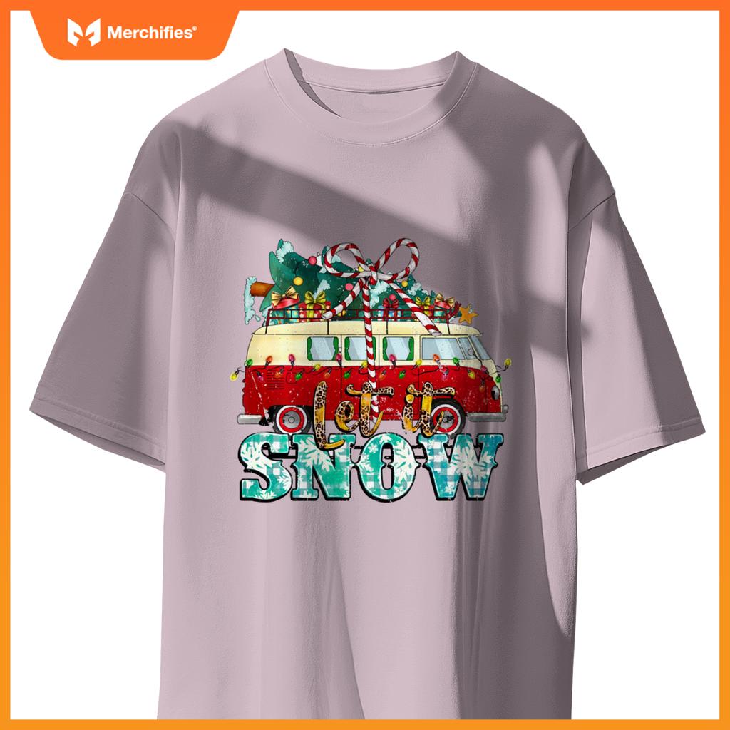 Let It Snow Christmas Car And Pine Tree Xmas PJs Men Women T-Shirt
