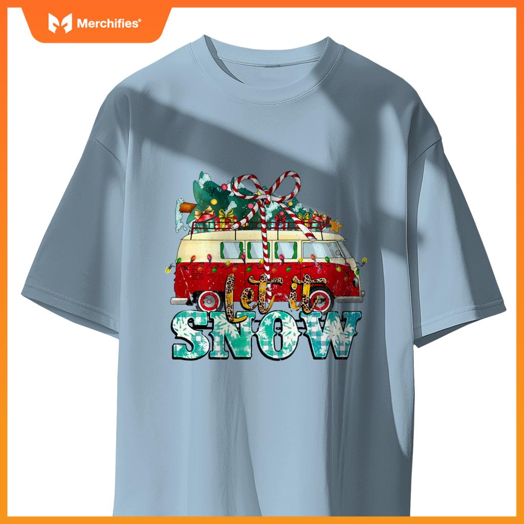 Let It Snow Christmas Car And Pine Tree Xmas PJs Men Women T-Shirt
