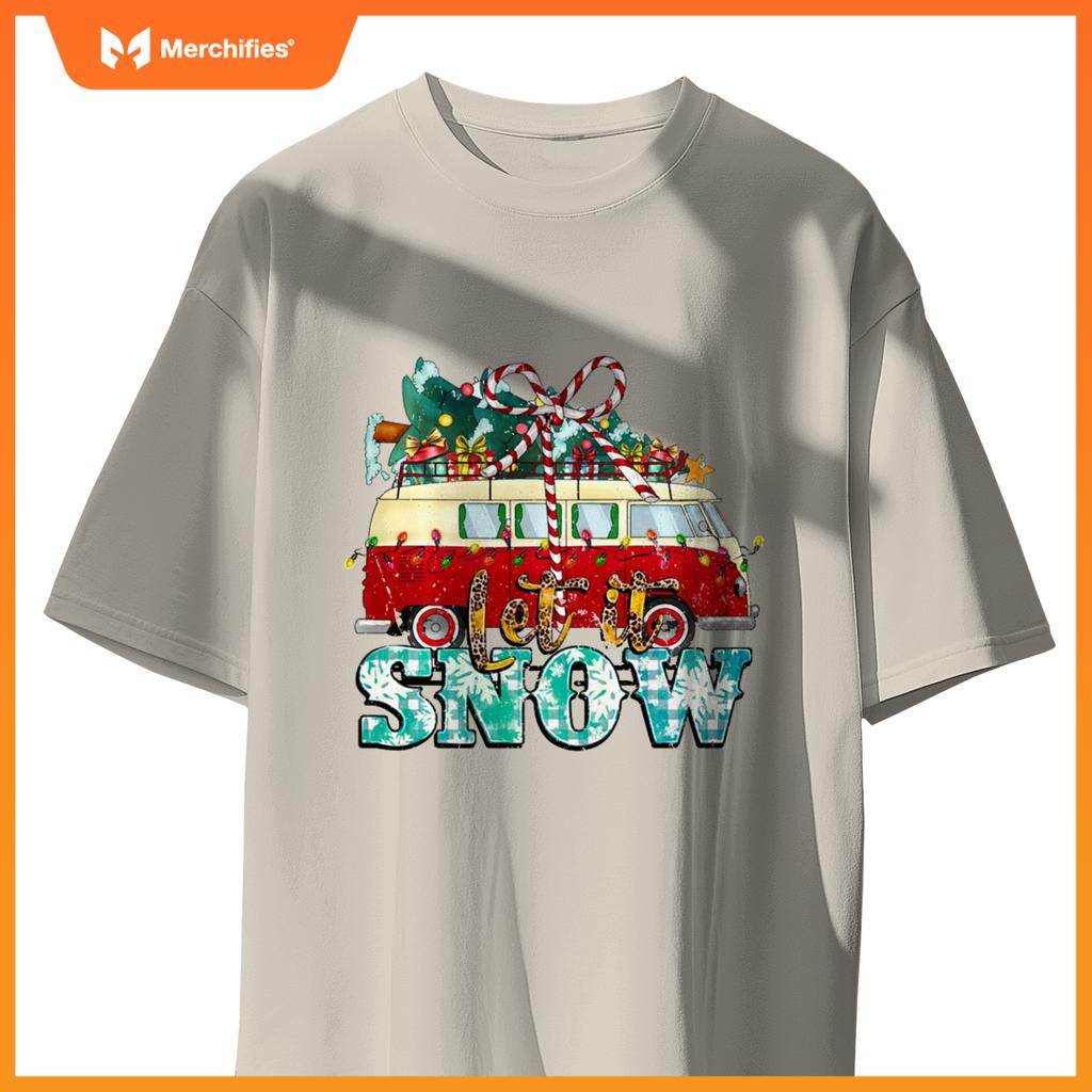 Let It Snow Christmas Car And Pine Tree Xmas PJs Men Women T-Shirt