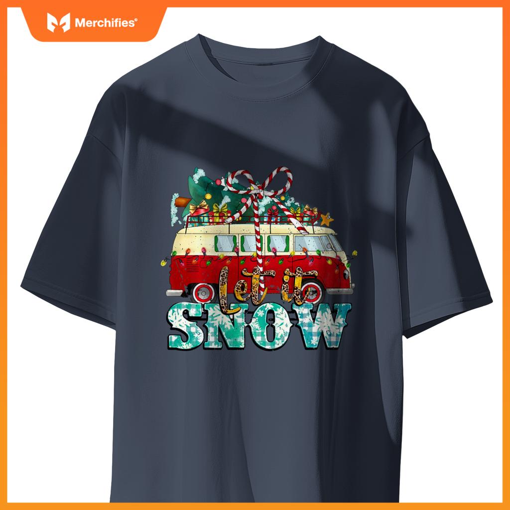 Let It Snow Christmas Car And Pine Tree Xmas PJs Men Women T-Shirt