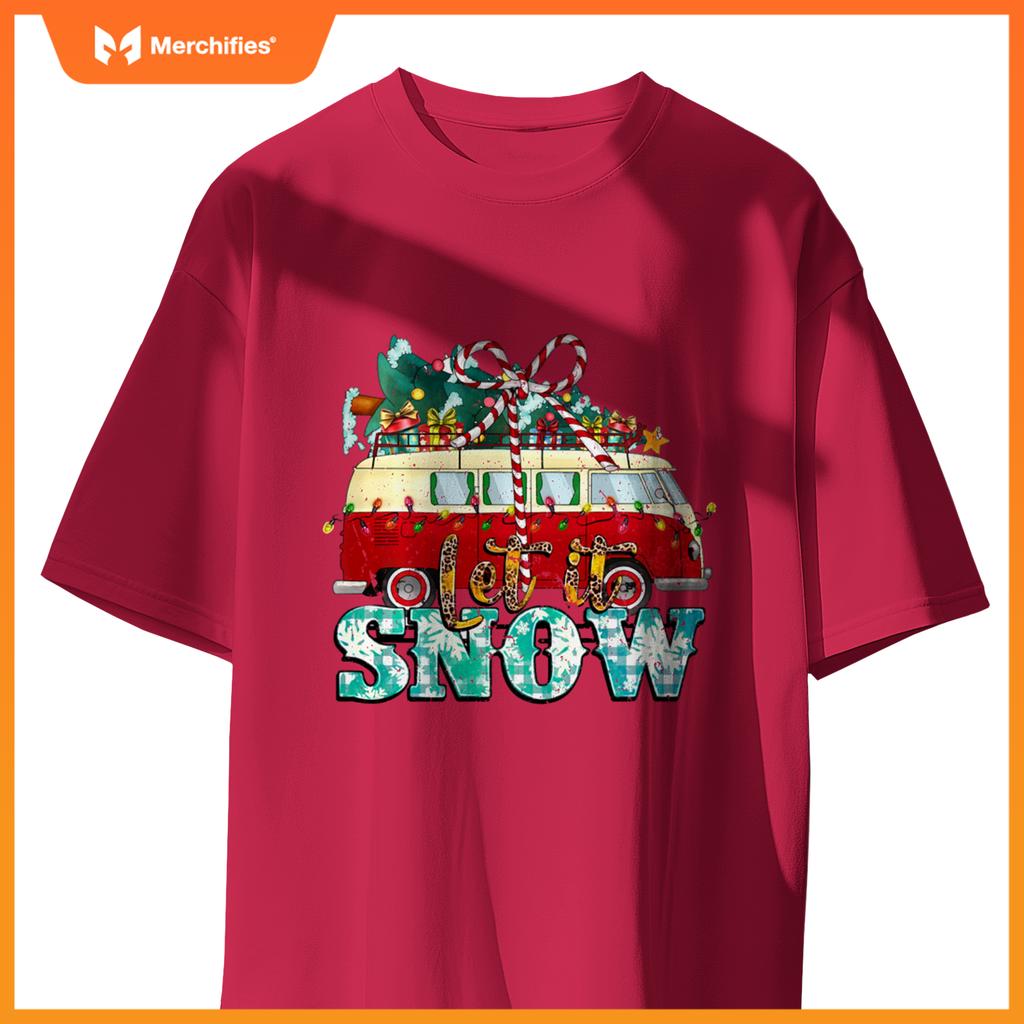 Let It Snow Christmas Car And Pine Tree Xmas PJs Men Women T-Shirt