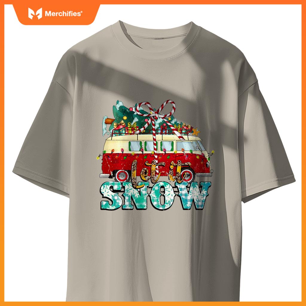 Let It Snow Christmas Car And Pine Tree Xmas PJs Men Women T-Shirt