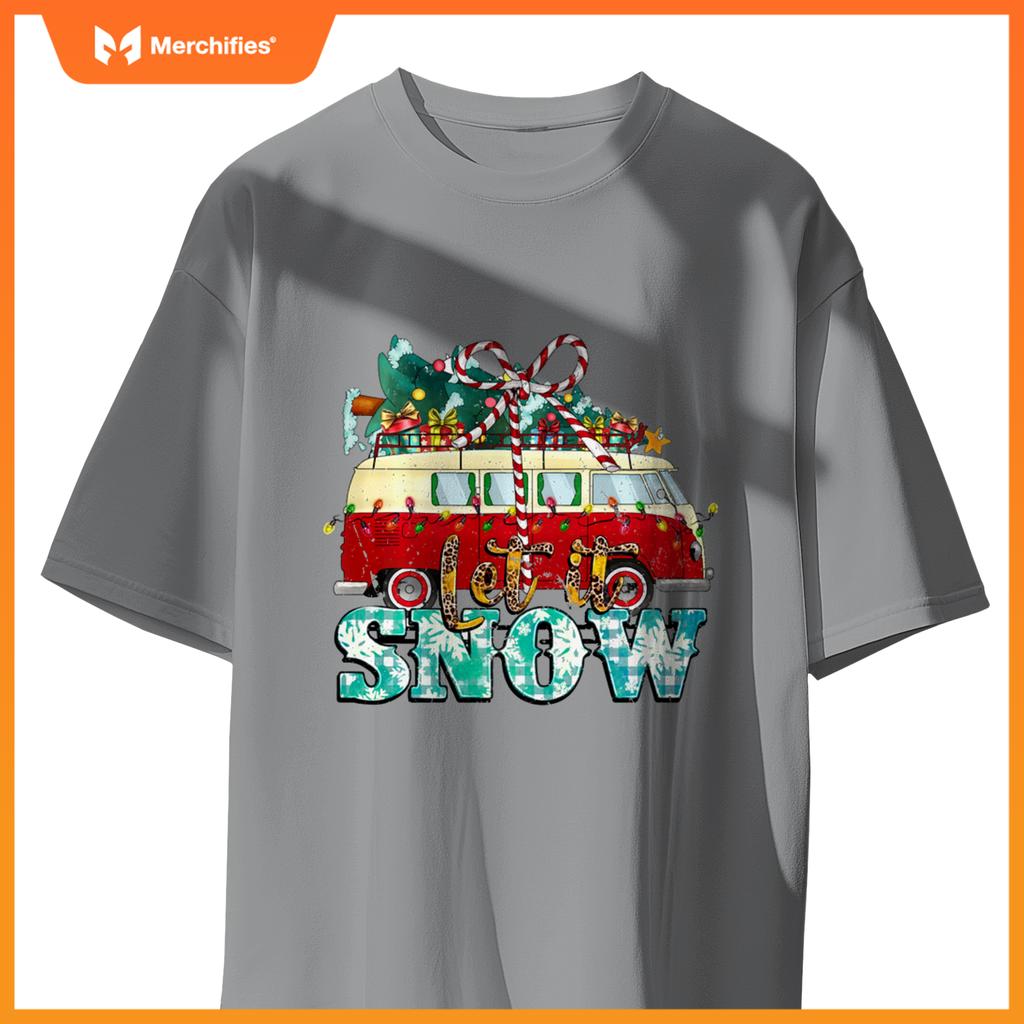 Let It Snow Christmas Car And Pine Tree Xmas PJs Men Women T-Shirt