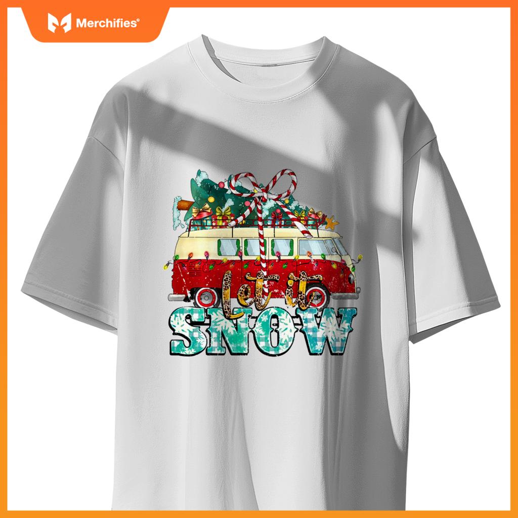 Let It Snow Christmas Car And Pine Tree Xmas PJs Men Women T-Shirt