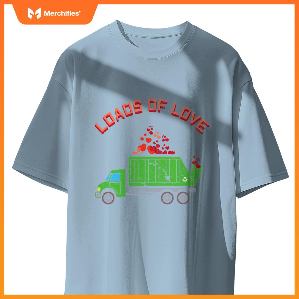 Kids Garbage Truck Hearts Day Happy Valentines T-Shirt