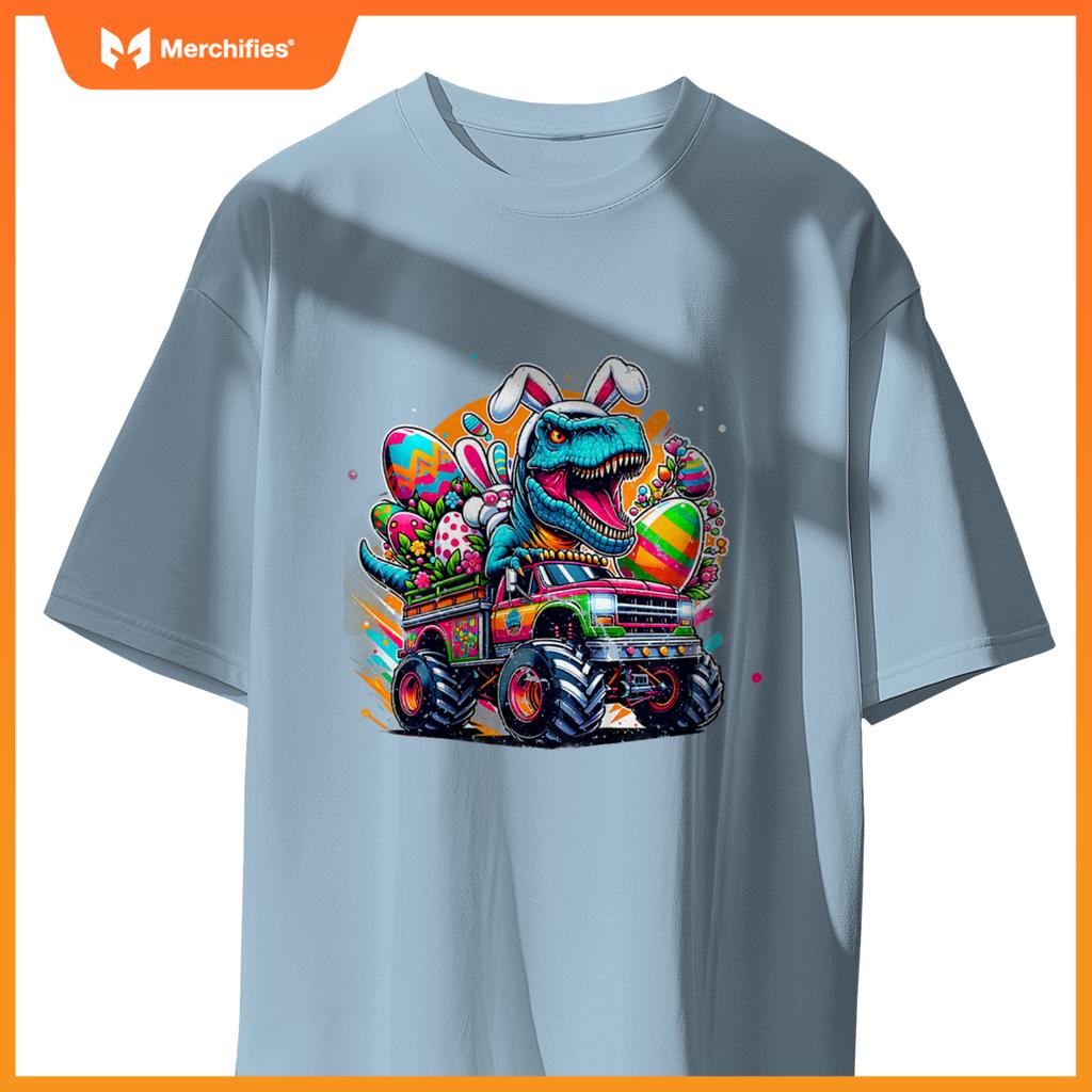 Kids Easter S Boys Toddler Boy Rabbit Bunny T Rex Dino Truck T-Shirt