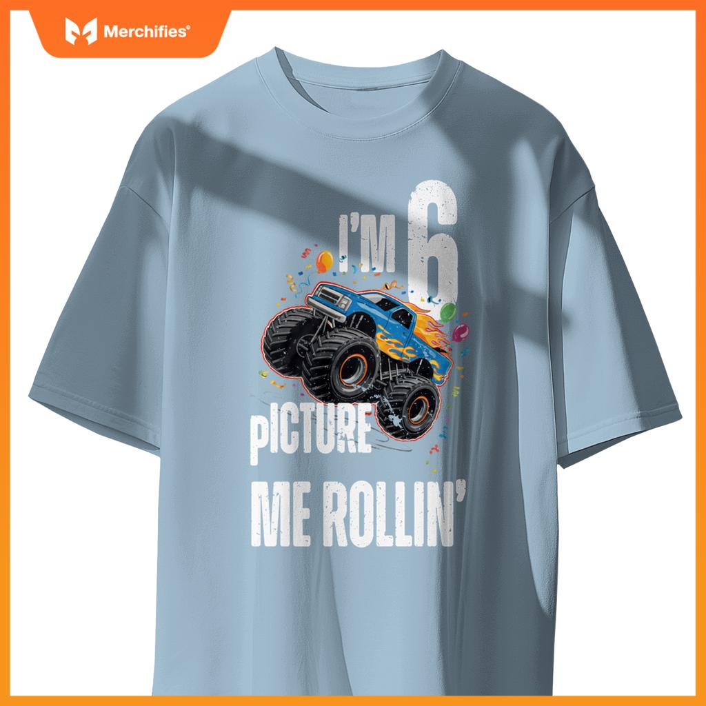 Monster Truck 6 Year Old Toddlers Boy 6th Birthday Party Car T-Shirt