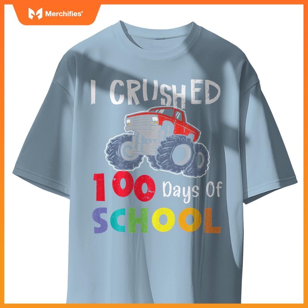 I Crushed 100 Days Of School Monster Truck Kids T-Shirt