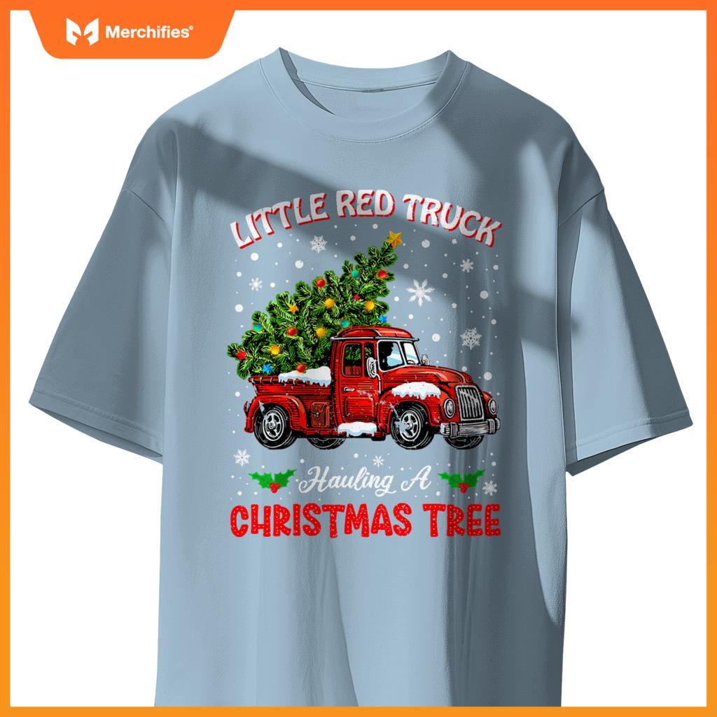 Little Red Truck Hauling A Christmas Tree T-Shirt