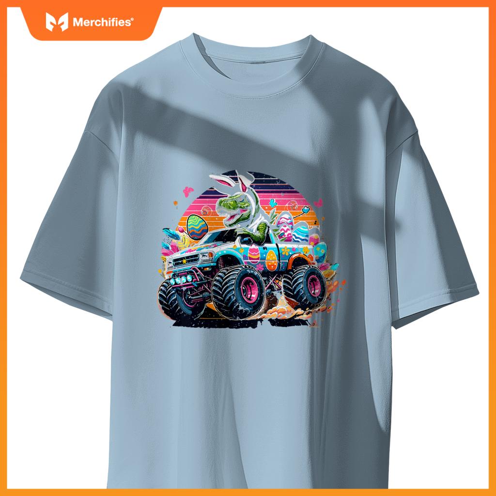 Kids Easter S Boys T Rex Dinosaur Rabbit Truck Toddler Boy T-Shirt