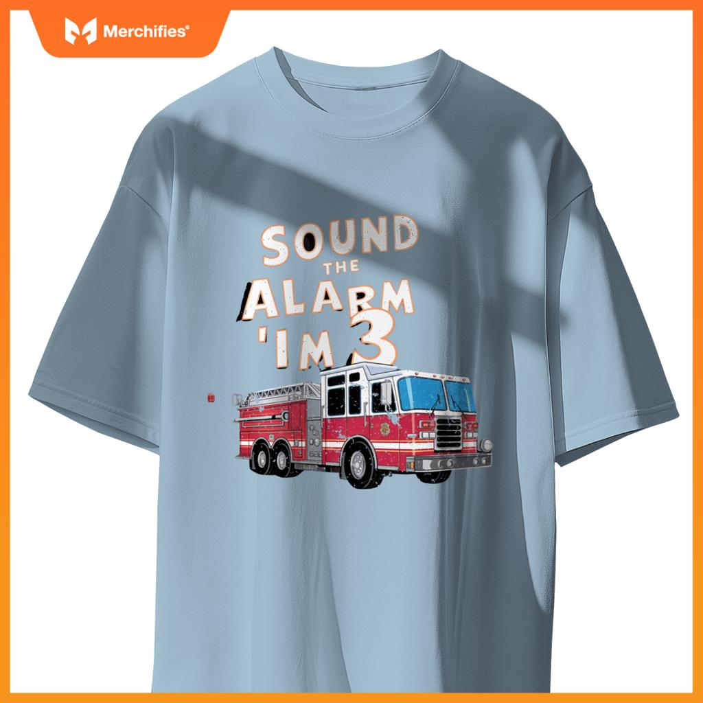 Kids Fire Truck 3 Year Old Firefighter 3rd Birthday Boy T-Shirt