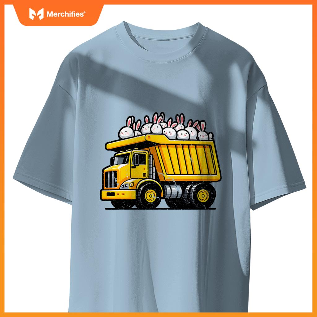 Kids Construction Dump Truck Bunnies Christian Easter Day T-Shirt