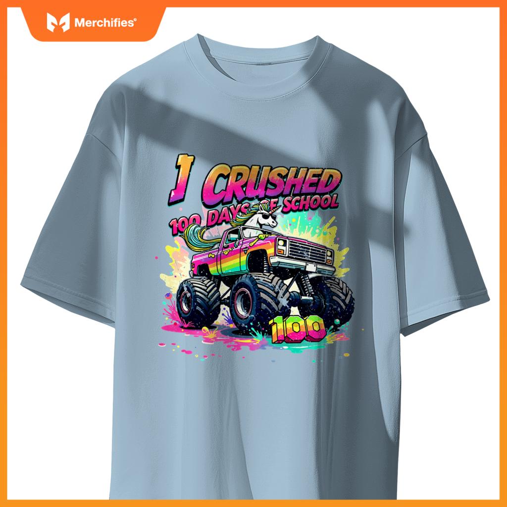 I Crushed 100 Days of School Monster Truck Unicorn Toddler T-Shirt